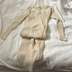 BNWT Free People cream ribbed sweater dress size L